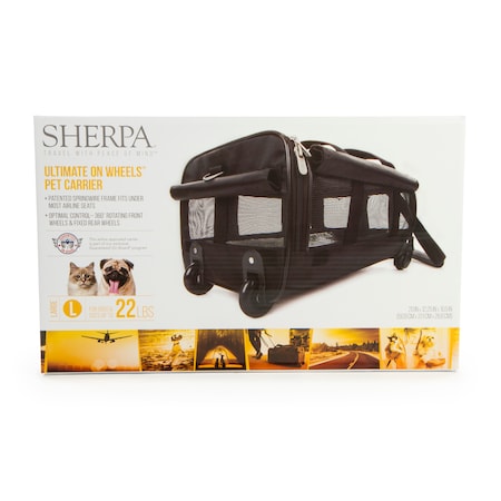 Sherpa Travel Ultimate On Wheels Airline Approved Pet Carrier, Black, Large 98792-94995-006